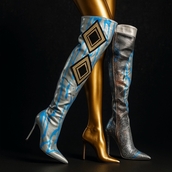 The Silver Baddie Over the Knee Boot Sz 11 - Picture 1 of 16